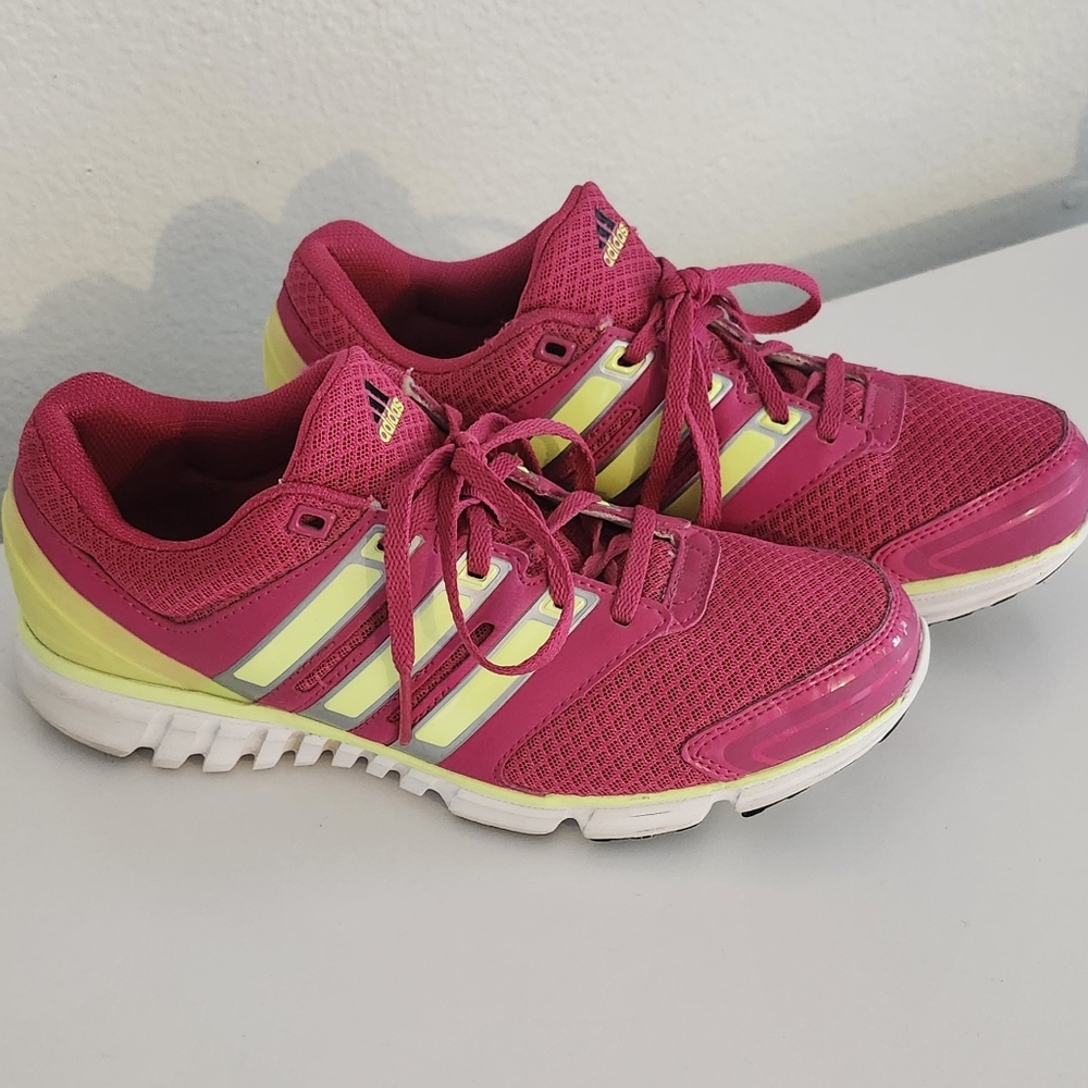 Adidas Pink and Yellow Athletic Shoes Lightweight Mesh